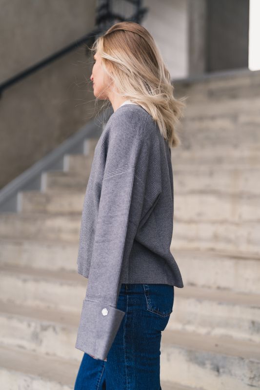 Atari Rib Cardigan Grey Melange 
