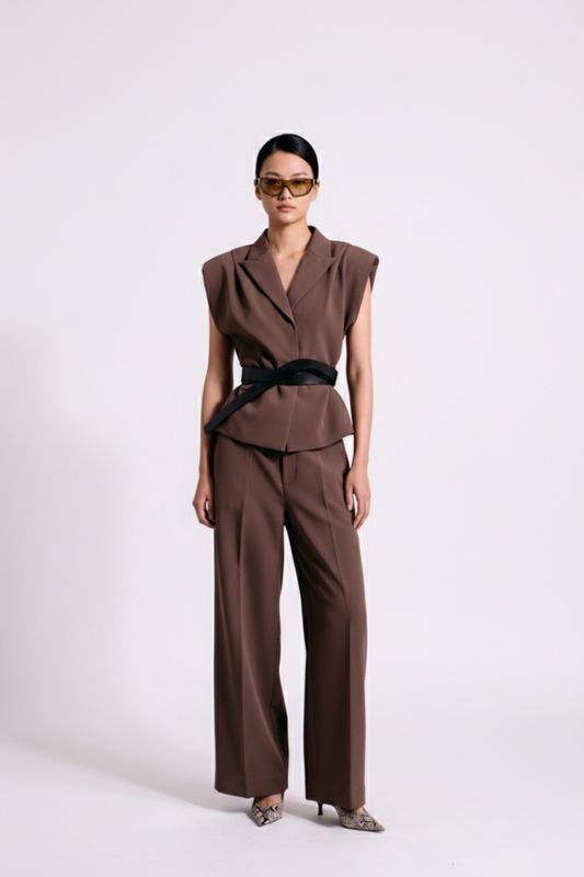 Beverly Waistcoat Taupe Brown 