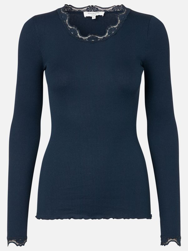 Babette Silk LS Lace T-Shirt Navy 