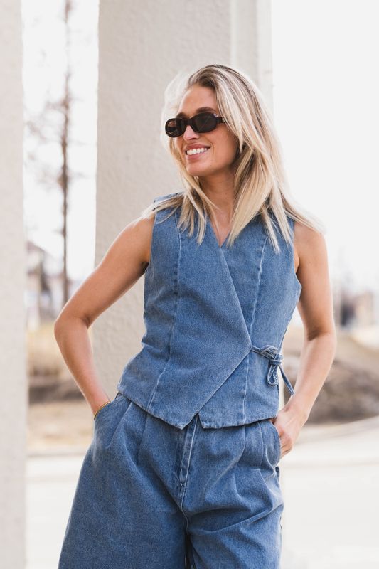 Samara Denim Waistcoat Blue 