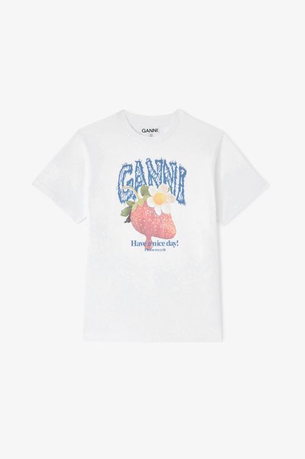 Hovedbilde Basic Cotton Jersey Strawberry Print Bright White ...