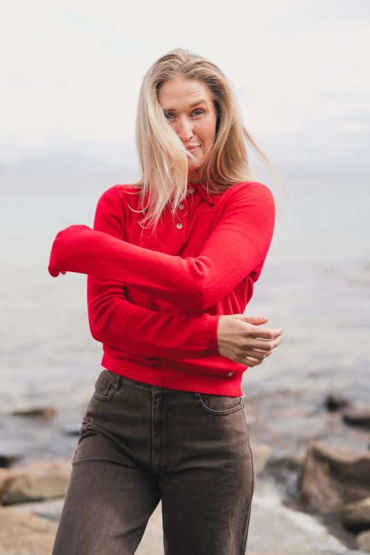 Isabella Cashmere Polo Red 