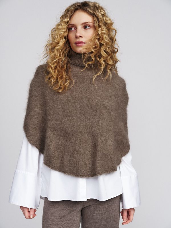 Maiken Brushed Poncho Light Brown 