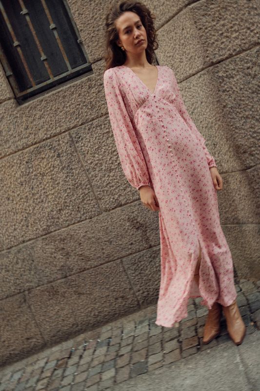 Lilith Maxi Dress Cheryl Pink Print 