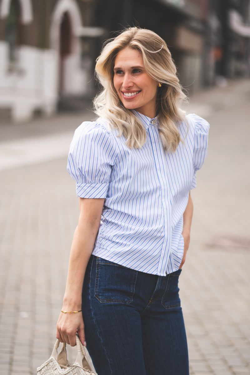 Frannie Stripe Shirt White/Light Blue 