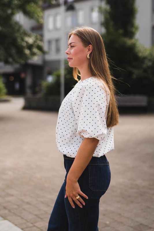 Noy Blouse Dot White Small Black 