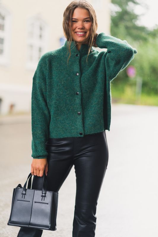 Alpha Short Cardigan Abundant Green Melange - Vakre Vene
