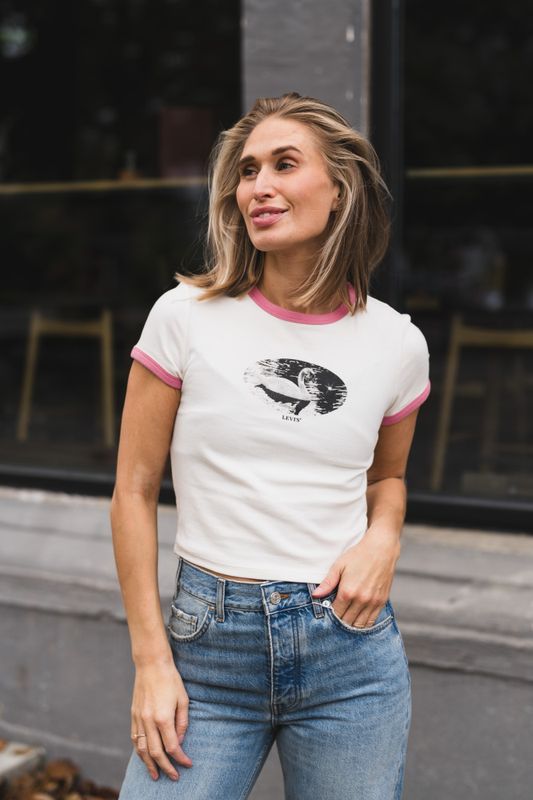 Essential Baby Ringer Tee Swan Egret/Tamless Rose 