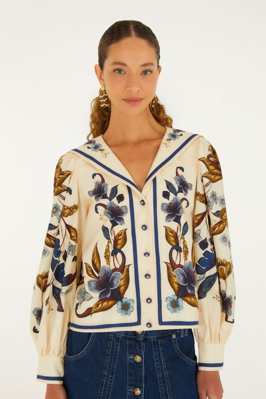 Golden Nature Cream Multicolor Long Sleeve Shirt 