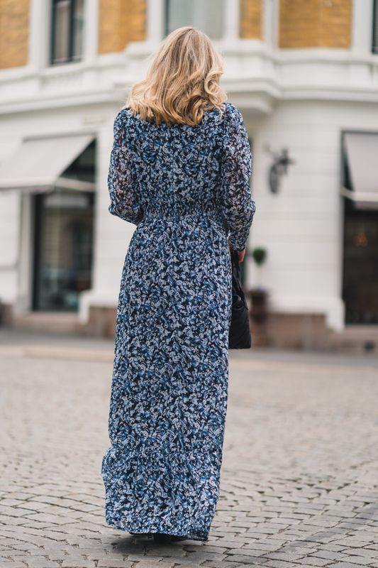 Nora Long Dress Blue Dawn Print