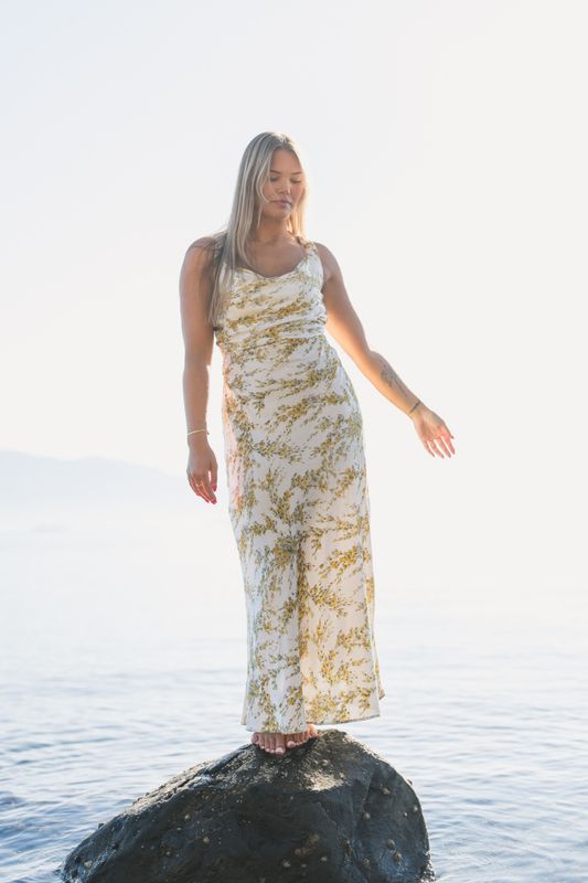 Anna Dress Yellow Mimosa Print 