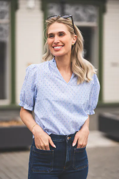 Hovedbilde Odesa Dot Stripe Blouse Light Blue 