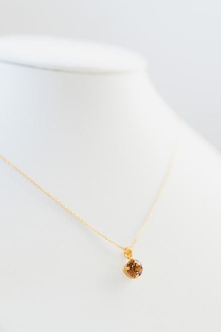 Hovedbilde Classic Petite Necklace Gold Light Smoked Topaz 