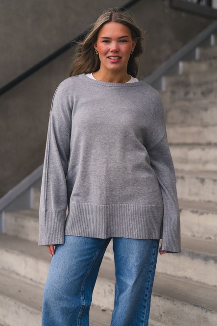 Hovedbilde Babette LS O-Neck Knit Pullover Medium Grey ...