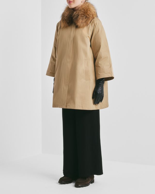 Padded A-line Parka Camel 