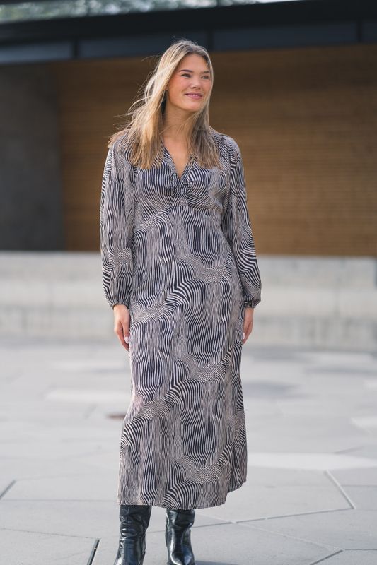 Isobel Floating Wave Dress Dark Sand 