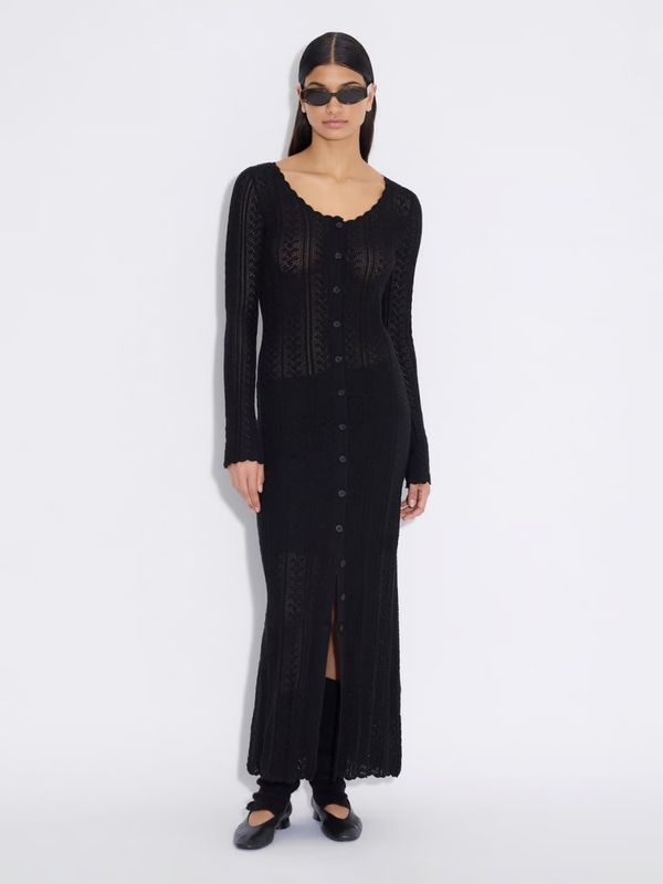 Kelp Crochet Dress Black  