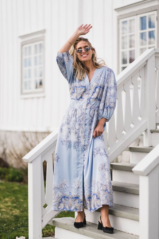 Stellar Artist Paisley Dress Light Blue 