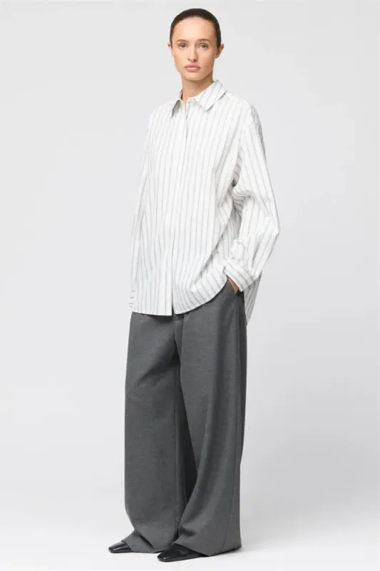 Poplin Workwear Shirt White/Black/Grey Pinstripe 