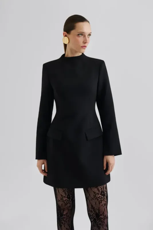 Leanna High Neck Mini Dress Black 