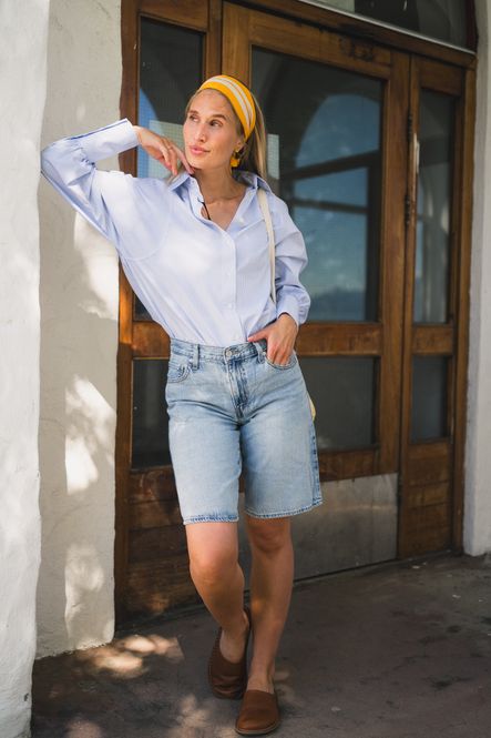 Hovedbilde Anne Shirt White With Sky/Navy Stripes 