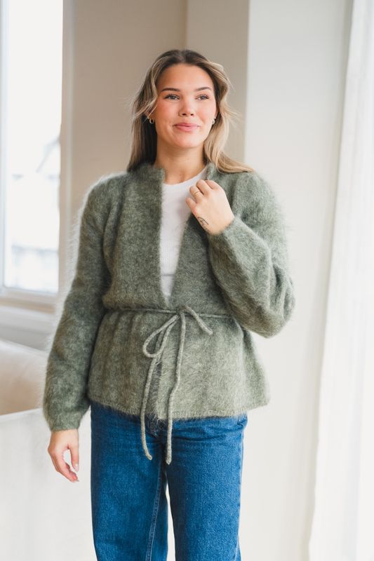 Fredrikke Chunky Cardigan Sage Green 