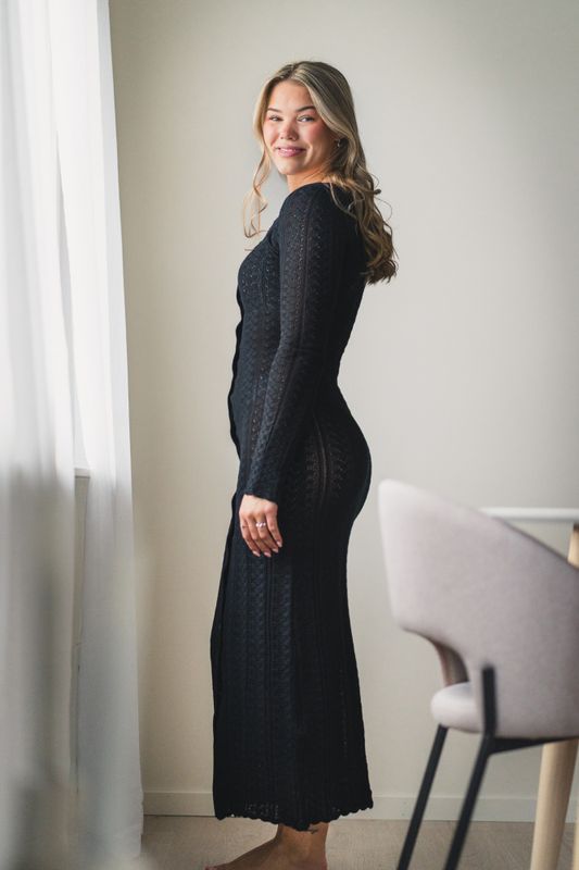 Kelp Crochet Dress Black  