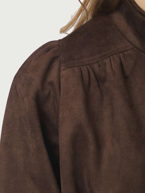 Tirsa Faux Suede Jacket Dark Brown 