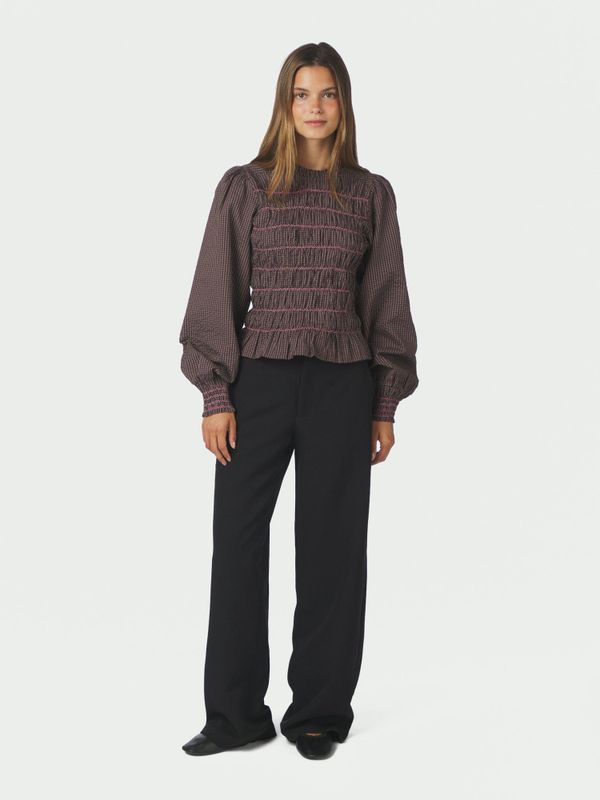 Oliana Check Blouse Dusty Brown 