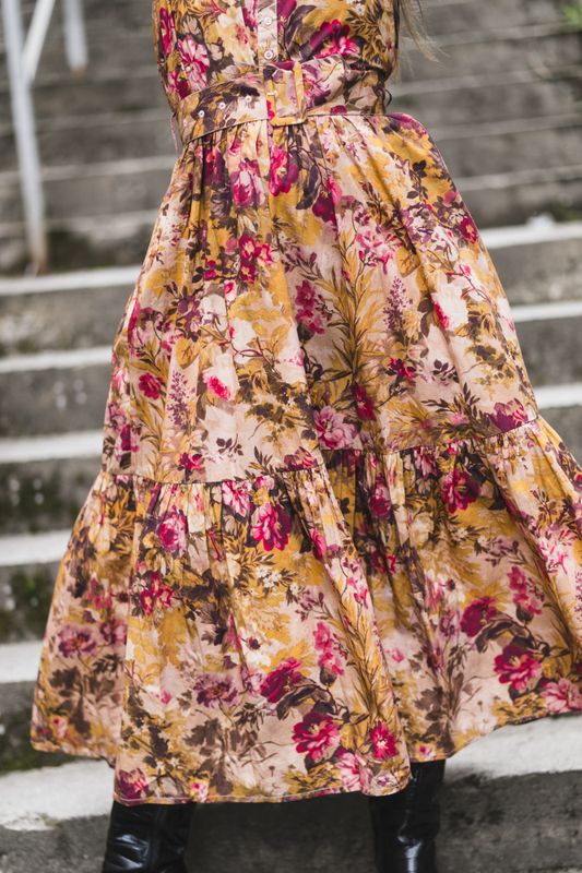 Poplin Shirt Dress Autumn Field