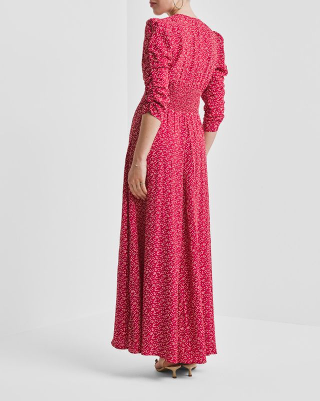 Spring Button-Down Dress Red Dots 