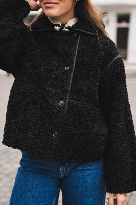 Castor Faux Fur Jacket Black 