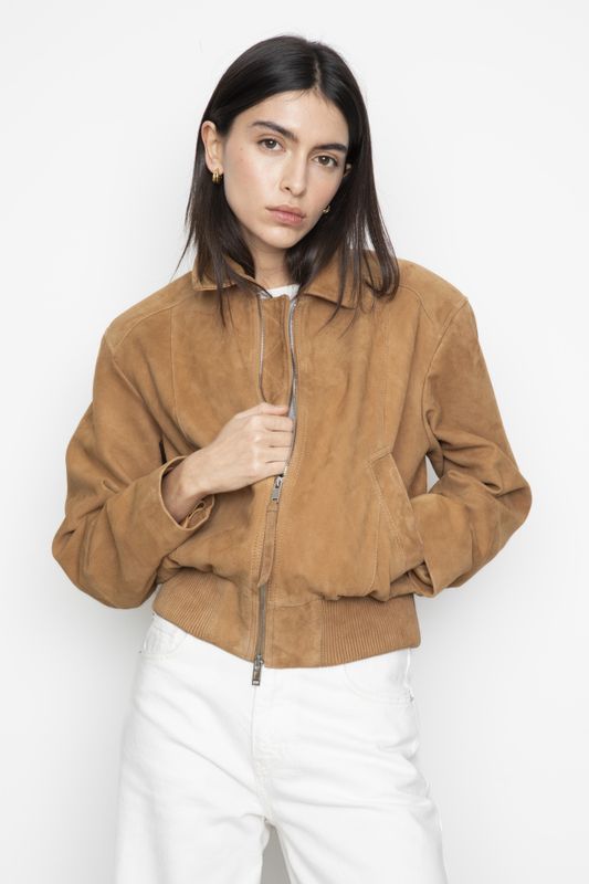 Lex Bomber Jacket Light Camel Suede 