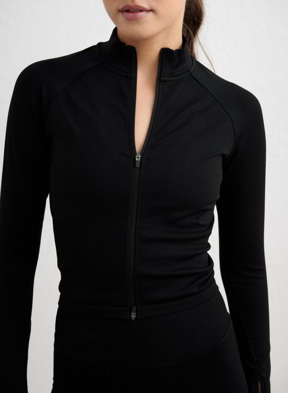 Shape Seamless Zip Jacket Black 