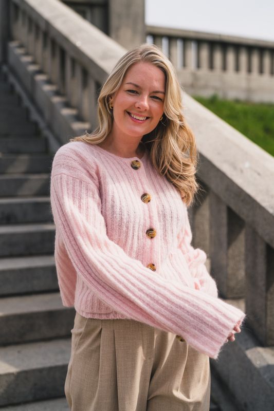 Cierrou Rib Cardigan Chalk Pink 