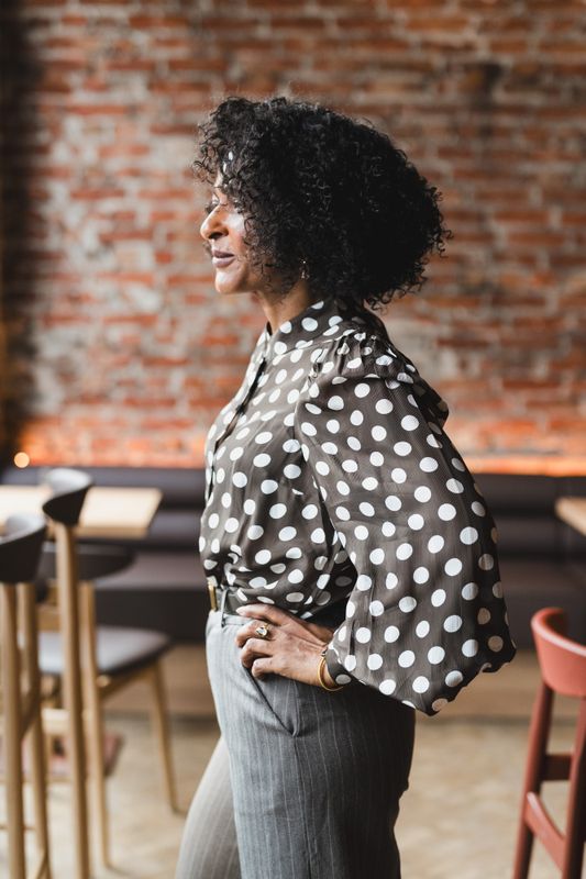 Striped Organza Blouse Dots 