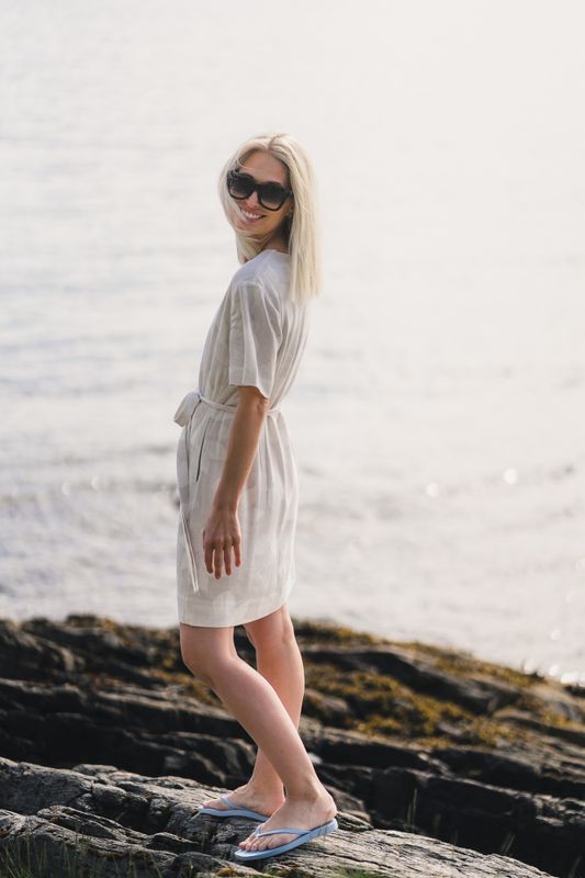 Cari Short Print Dress Ecru Mix