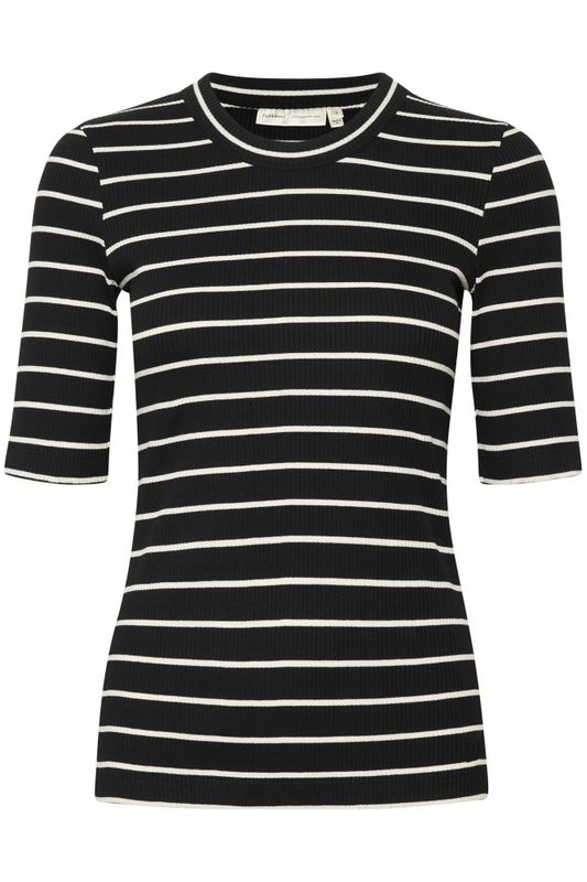 Dagna Striped T-Shirt Black / Whisper White Thin