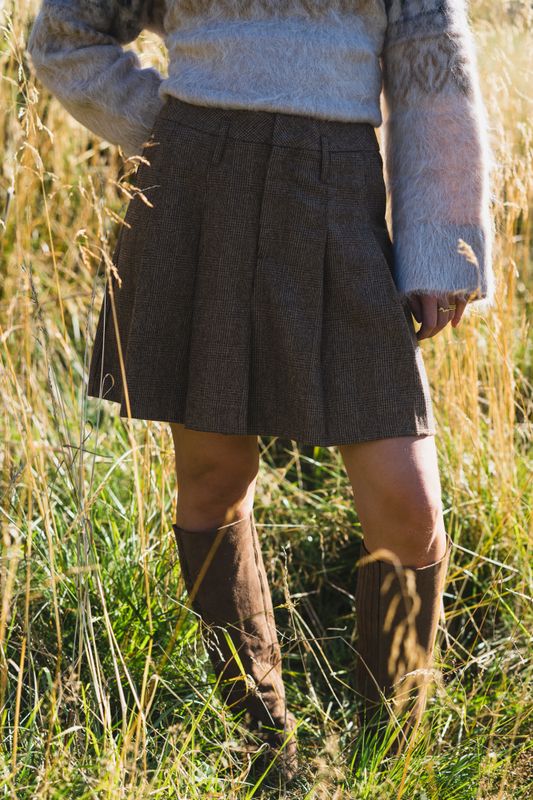 School Wool Check Skirt As Is 