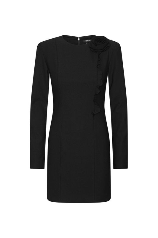 Crepe Mini Flower Dress Black 
