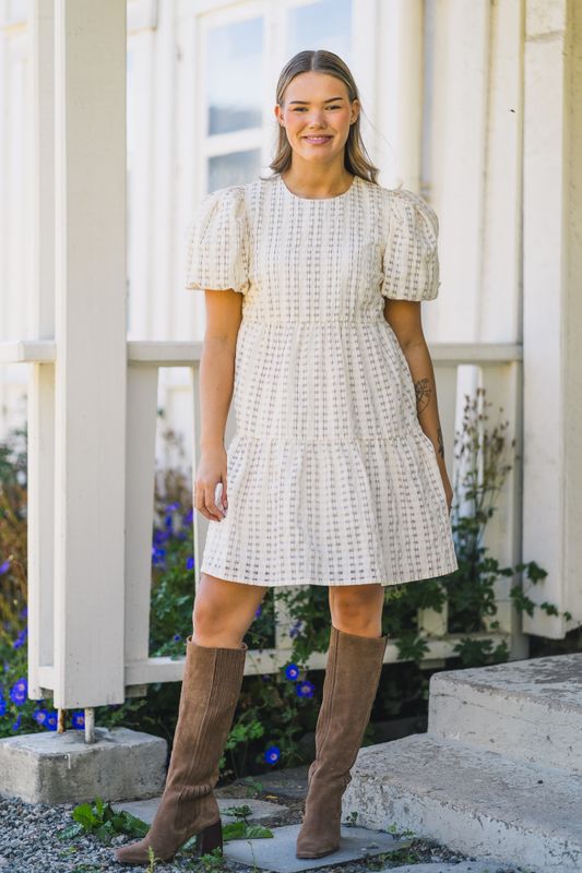Santina Dress Cream Check 