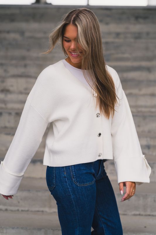 Atari Rib Cardigan Offwhite 