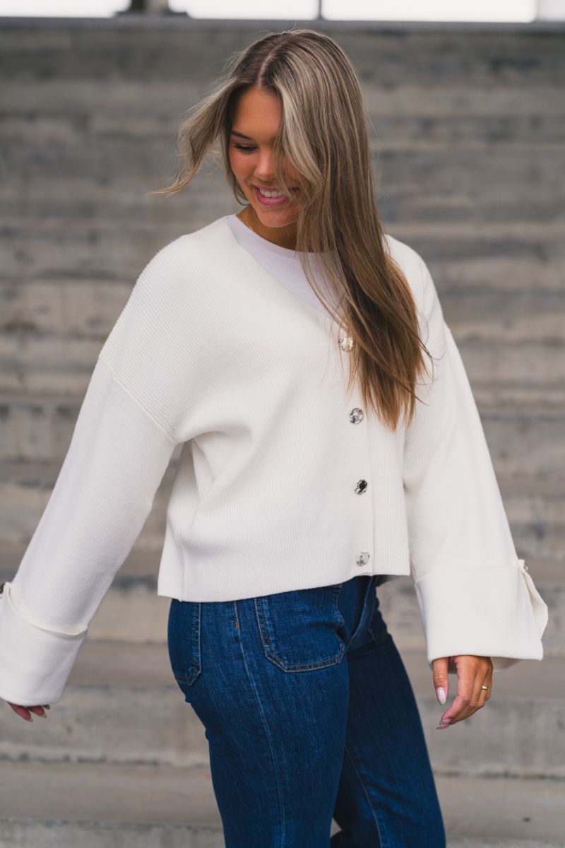 Atari Rib Cardigan Offwhite 