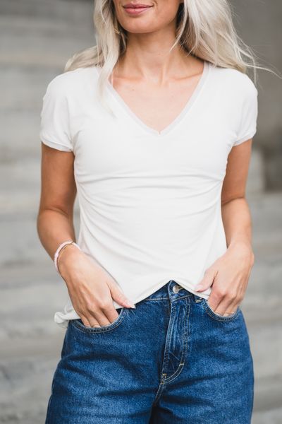 Hovedbilde Perfect Line Modal T-Shirt V Neck Ivory 