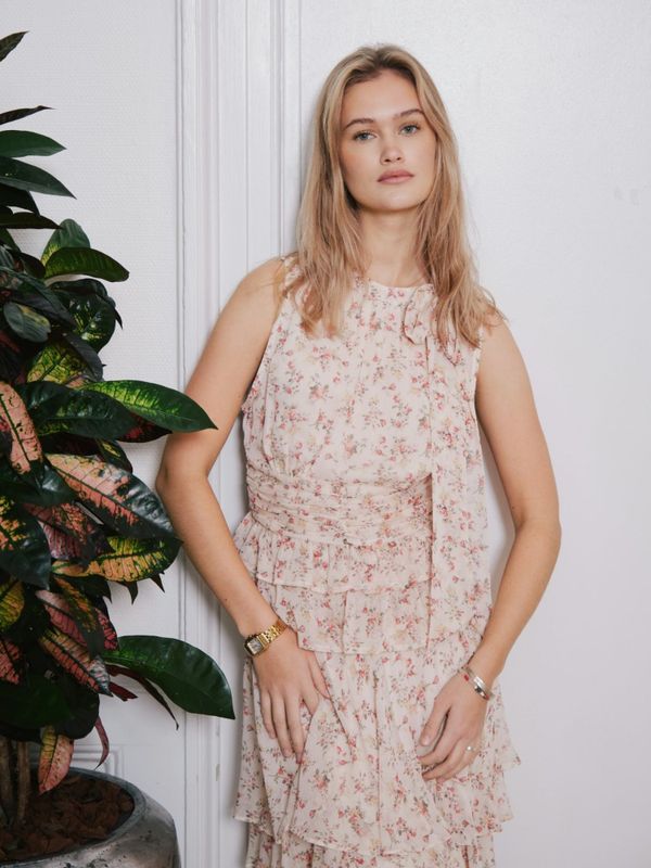 Ansol Meadow Printed Top Creme 