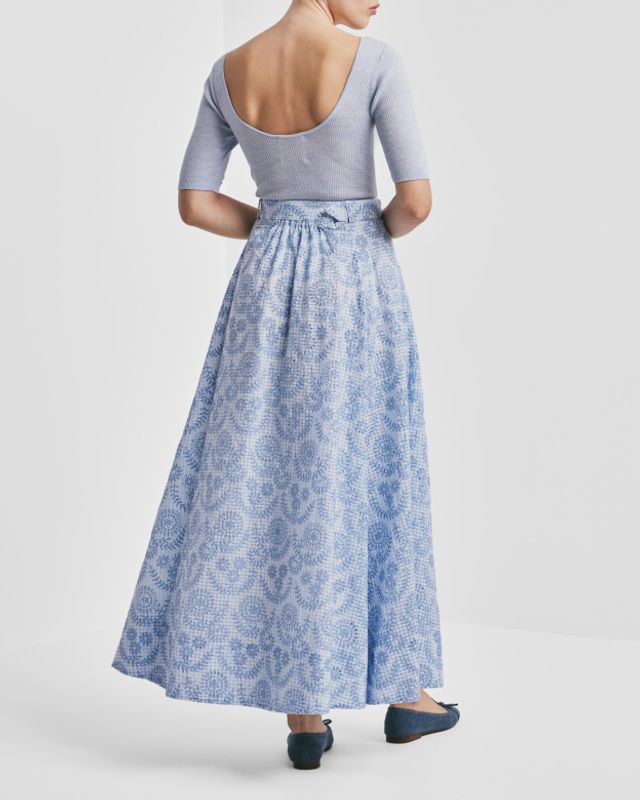Checks Maxi Skirt Light Blue 