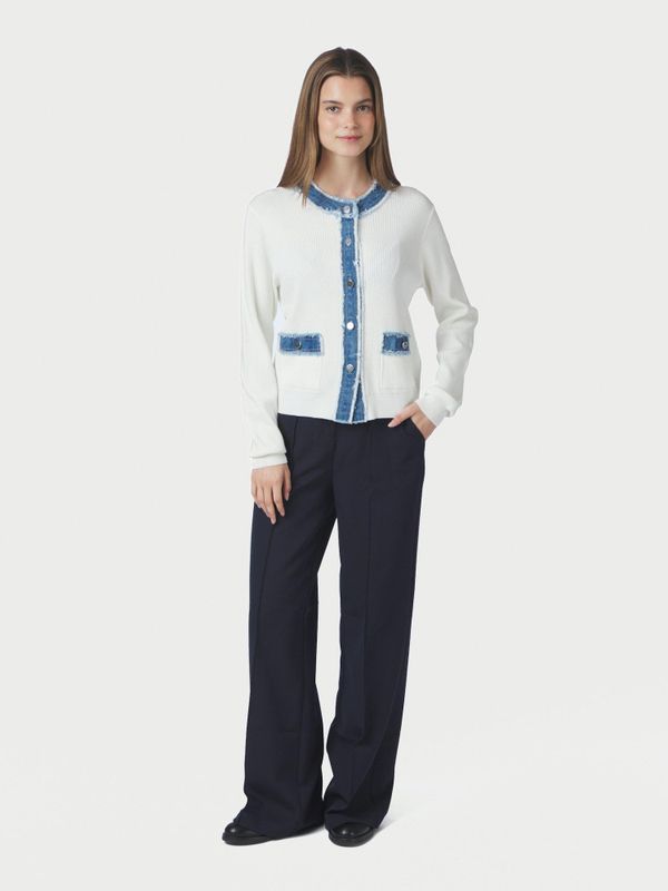 Zelma Knit Denim Cardigan Offwhite 