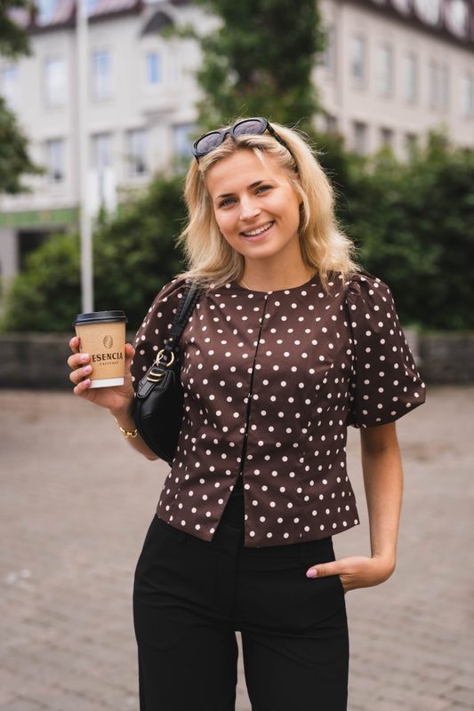 Anela Dot Blouse Brown 