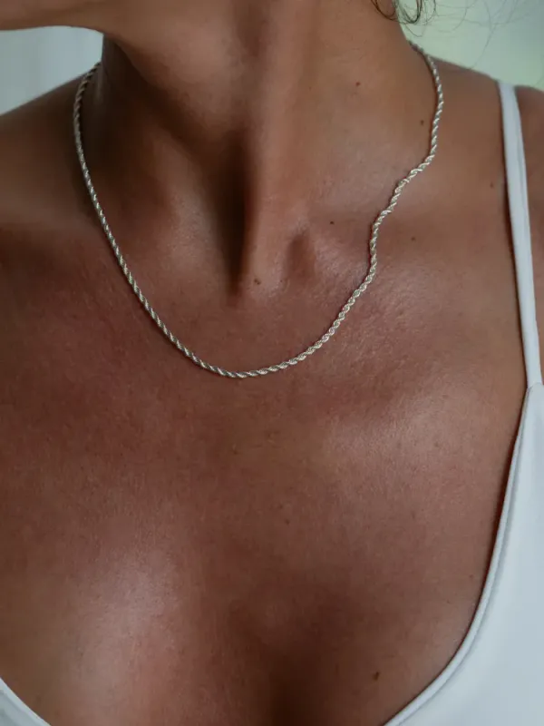Rope Chain Necklace Silver 