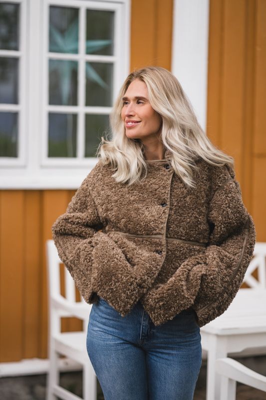 Castor Faux Fur Jacket Taupe 